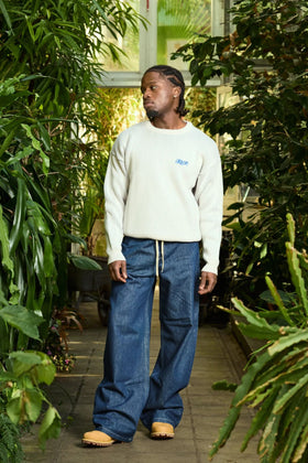 Sweat Blanc ribbed flower unisex - Arbor