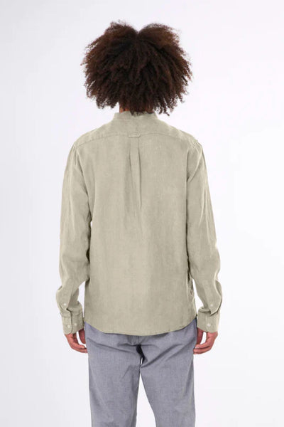 Chemise Regular linen stand collar shirt - Knowledge cotton apparel
