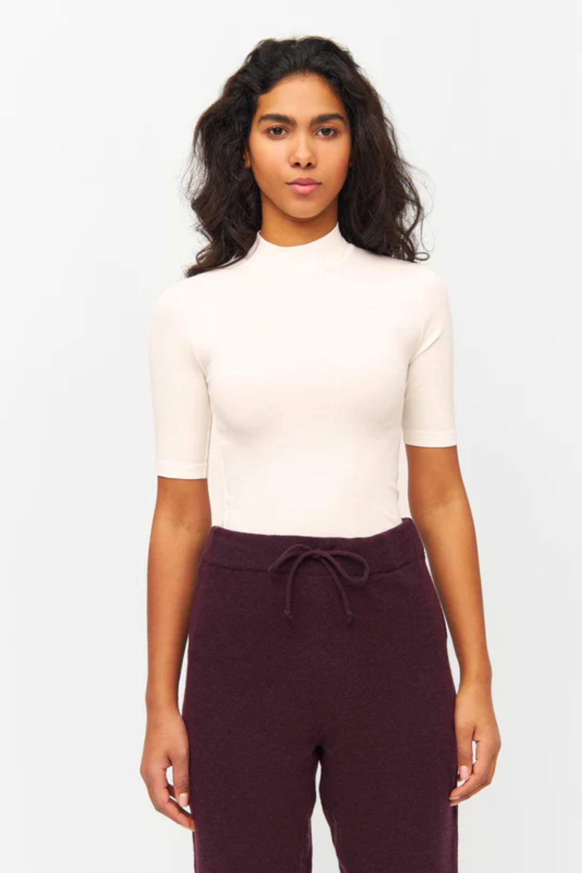 Top Rib high neck short sleeved - Knowledge cotton apparel