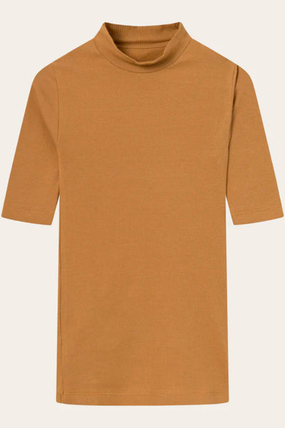 Top Rib high neck short sleeved - Knowledge cotton apparel