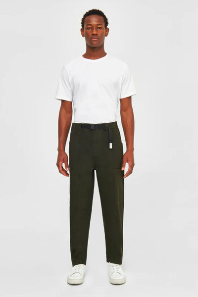 Pantalon ELM carrot canvas belt - Knowledge cotton apparel