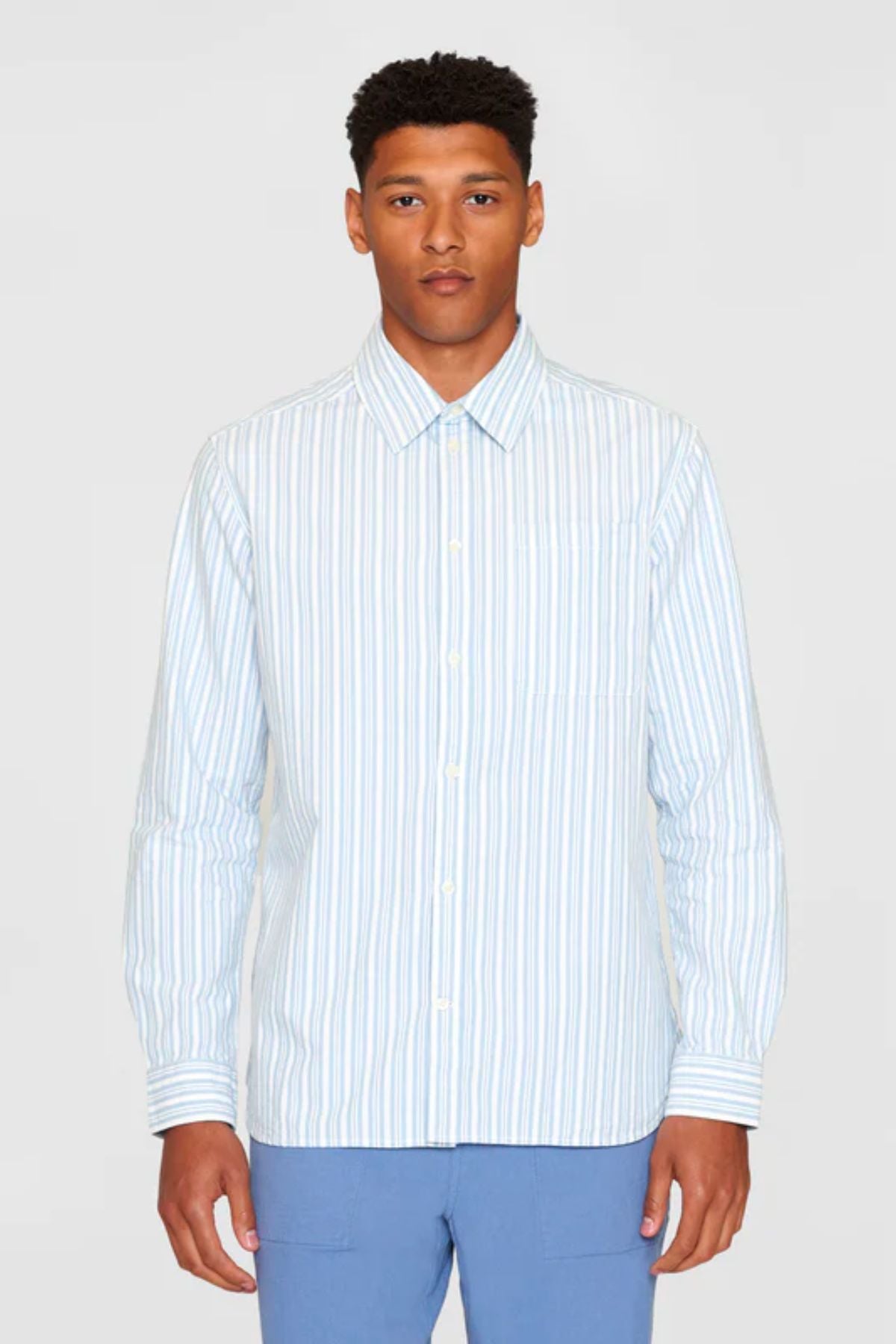 Chemise Loose striped slub canvas - Knowledge cotton apparel