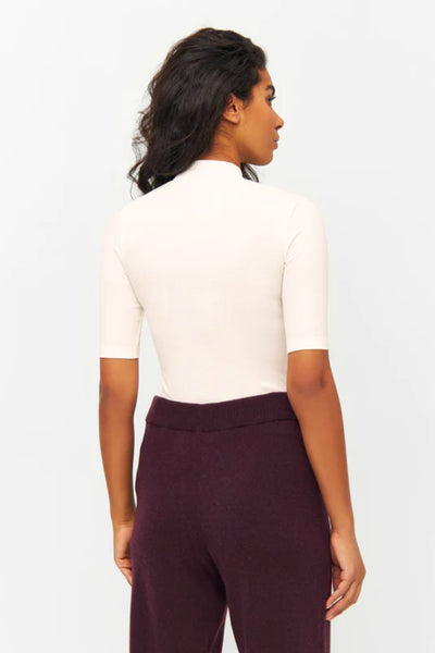 Top Rib high neck short sleeved - Knowledge cotton apparel