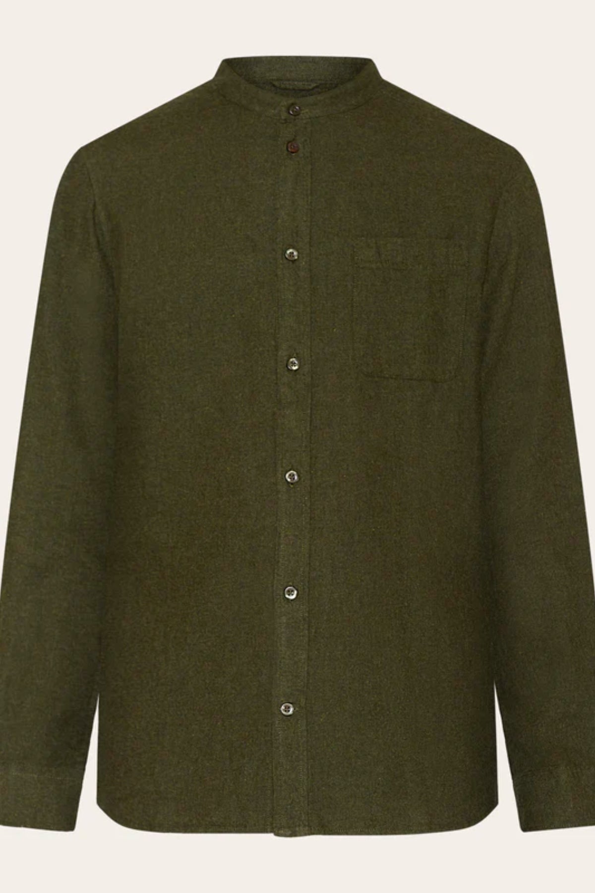Chemise Regular fit melangé flannel stand collar - Knowledge cotton apparel