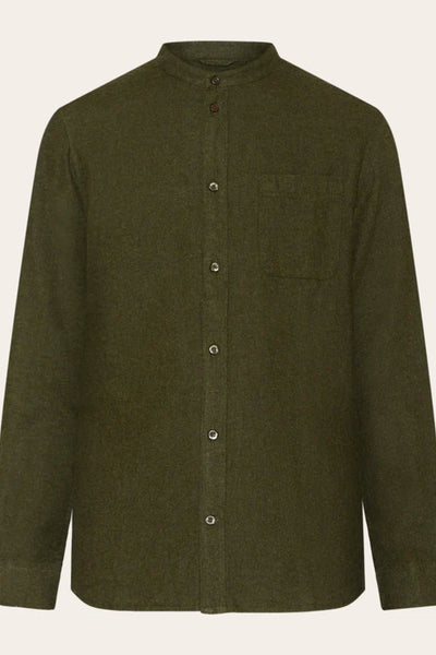 Chemise Regular fit melangé flannel stand collar - Knowledge cotton apparel