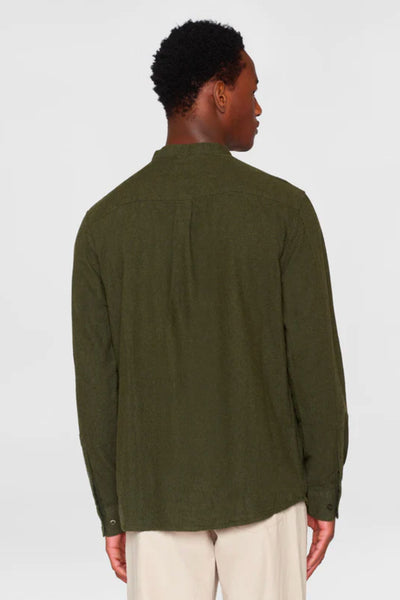 Chemise Regular fit melangé flannel stand collar - Knowledge cotton apparel