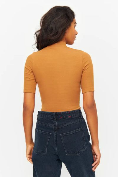Top Rib high neck short sleeved - Knowledge cotton apparel