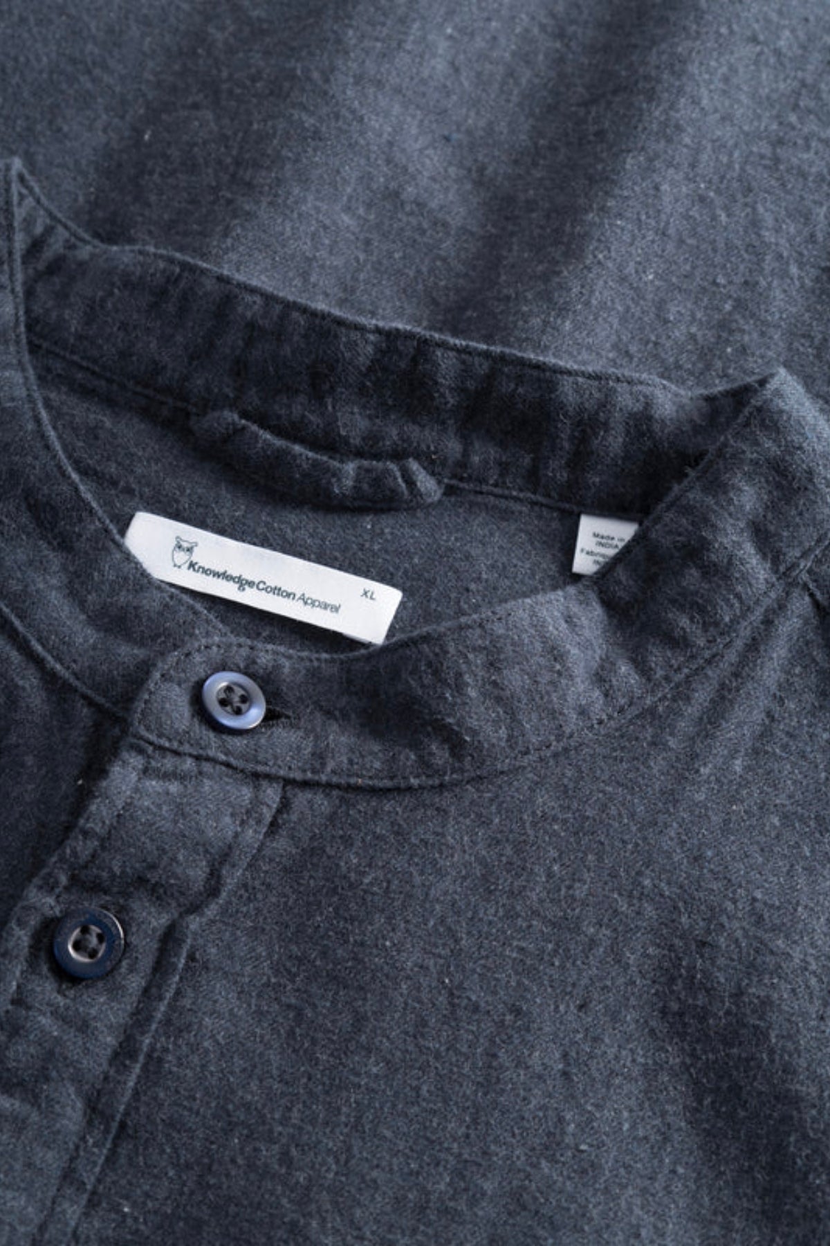 Chemise Regular fit melangé flannel stand collar - Knowledge cotton apparel