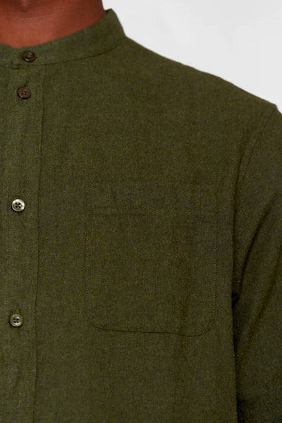Chemise Regular fit melangé flannel stand collar - Knowledge cotton apparel