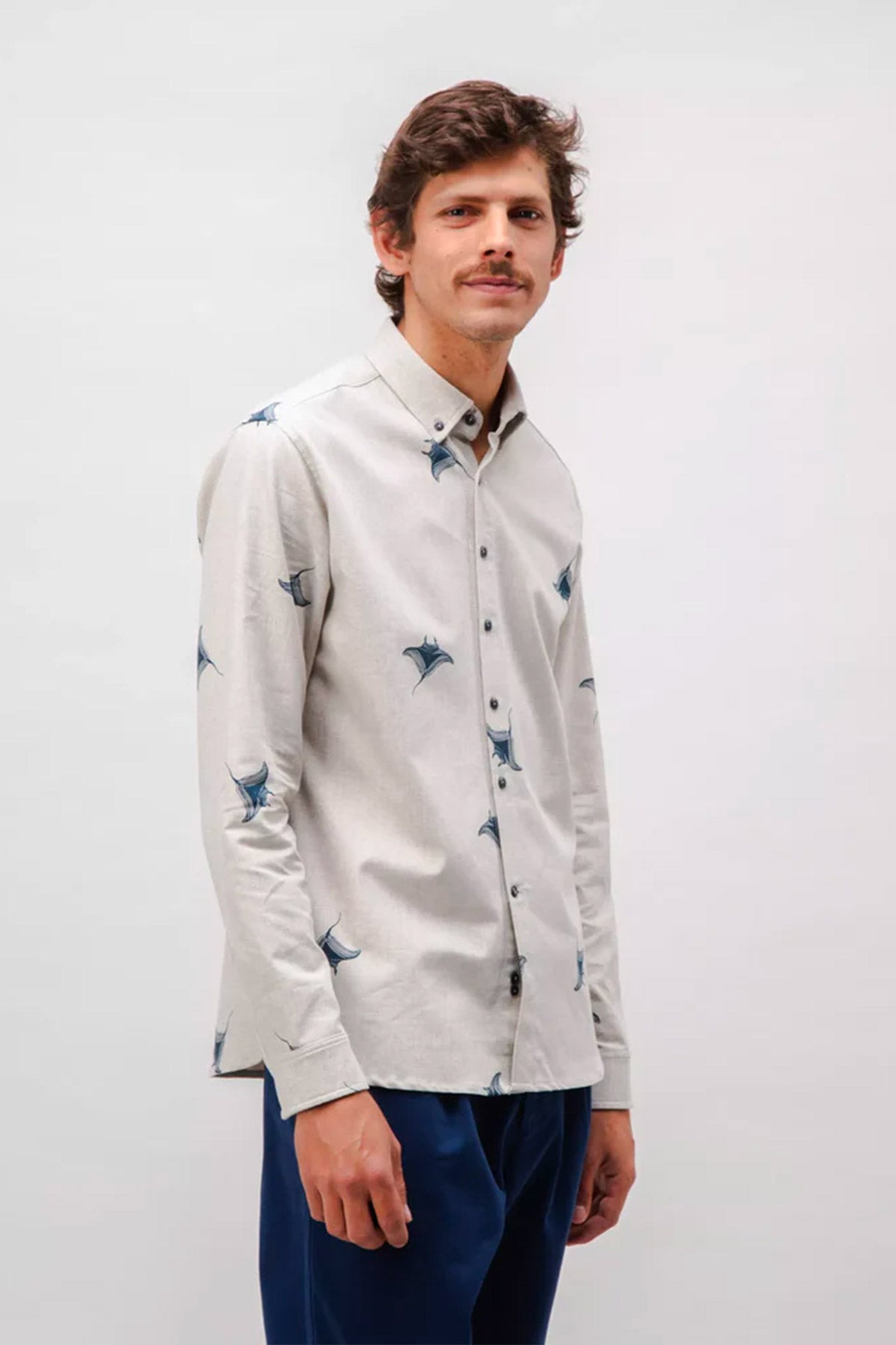 Manta Ray Flannel Shirt Grey 5