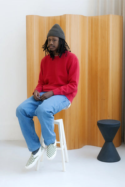 col rond chili rouge cachemire laine