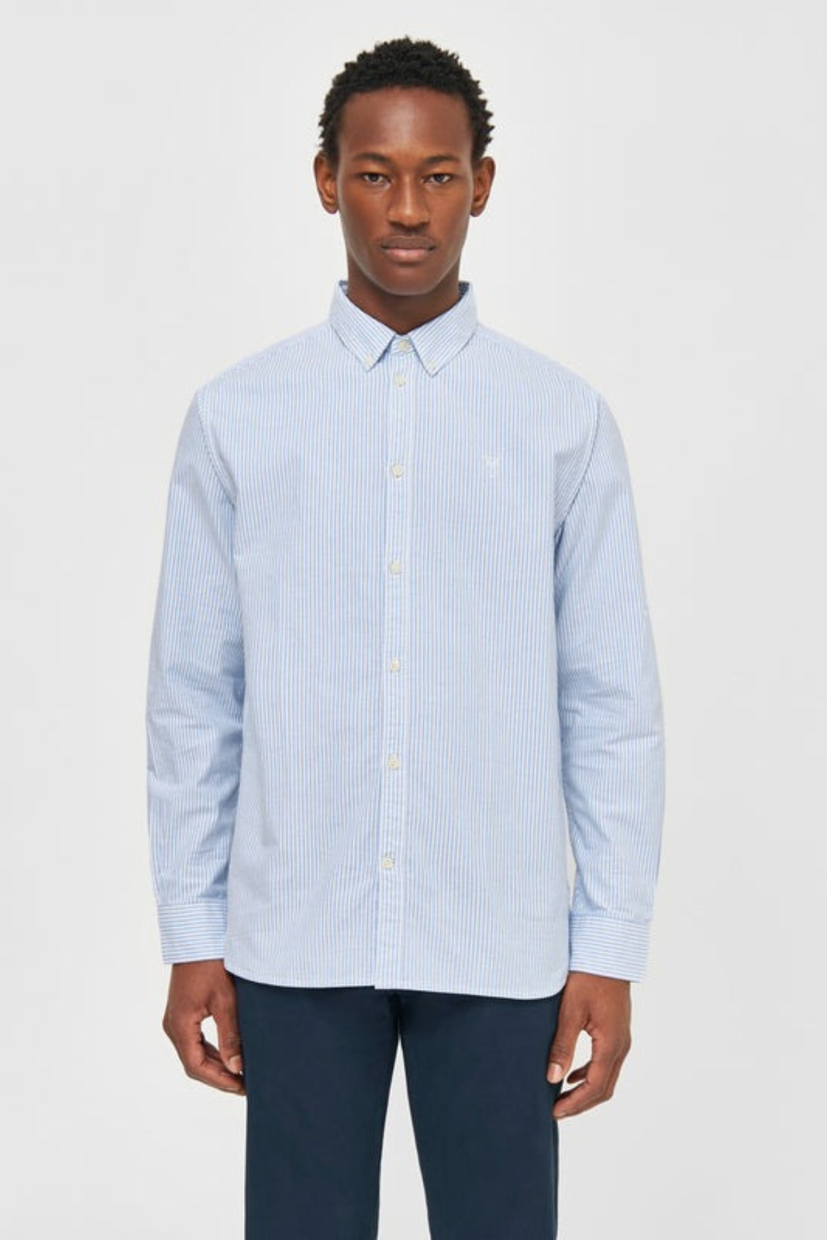 Custom tailored fit striped oxford shirt - Knowledge Cotton Apparel
