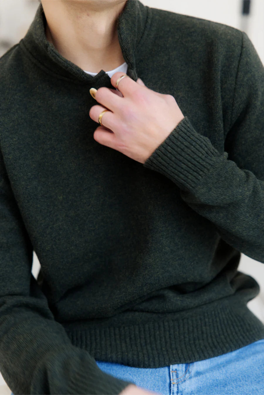 pull col montant montagne kaki