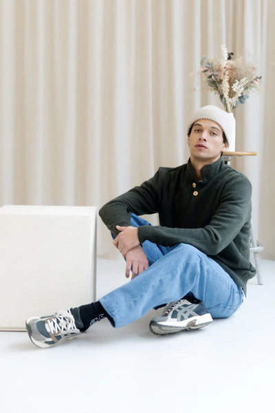 pull col montant montagne laine cabane