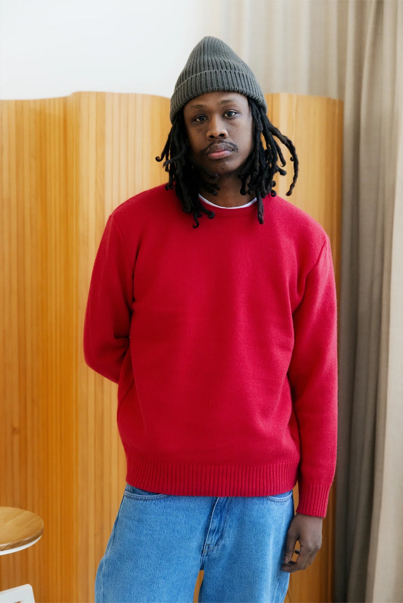 pull col rond chili red cachemire laine made in france