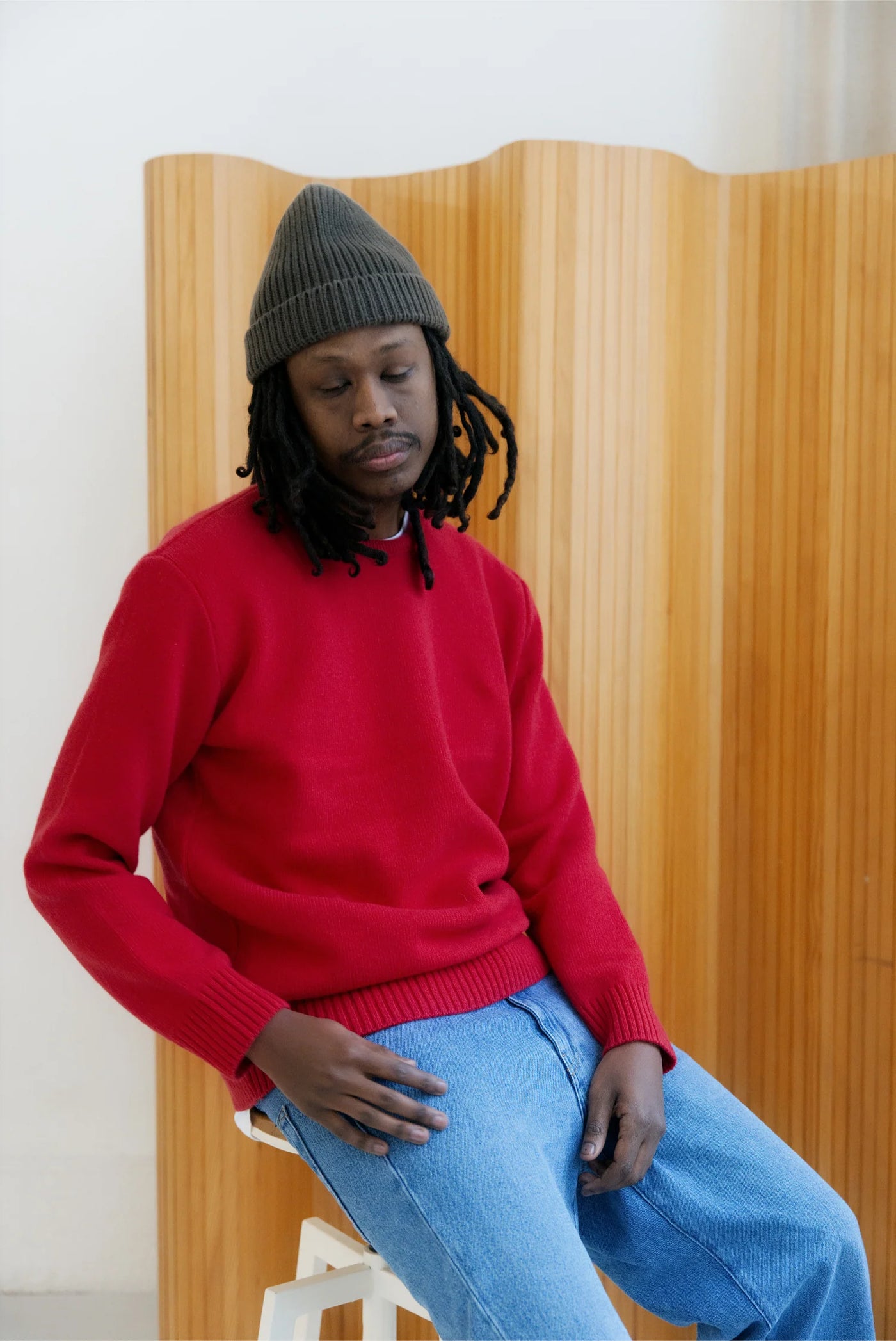 pull col rond chili red cachemire laine