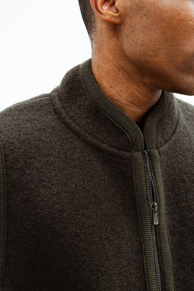 veste rivo sans manche zip laine bouilie kaki 2