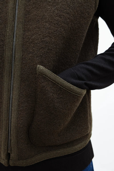 veste rivo sans manche zip laine bouilie kaki 3