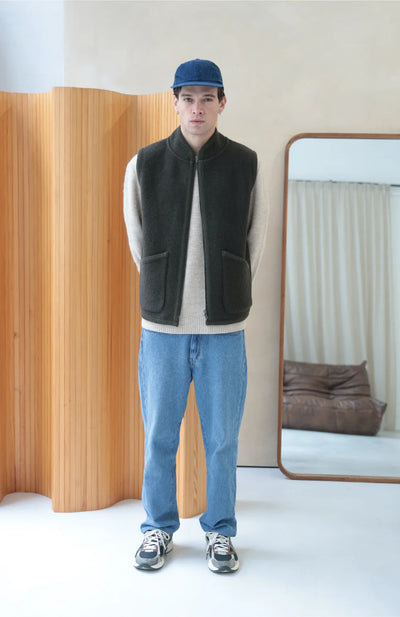 veste rivo sans manche zip laine bouilie kaki