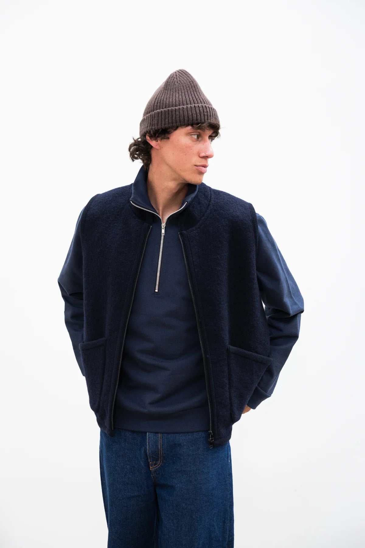 veste sans manche rivo marine cabane boiled wool