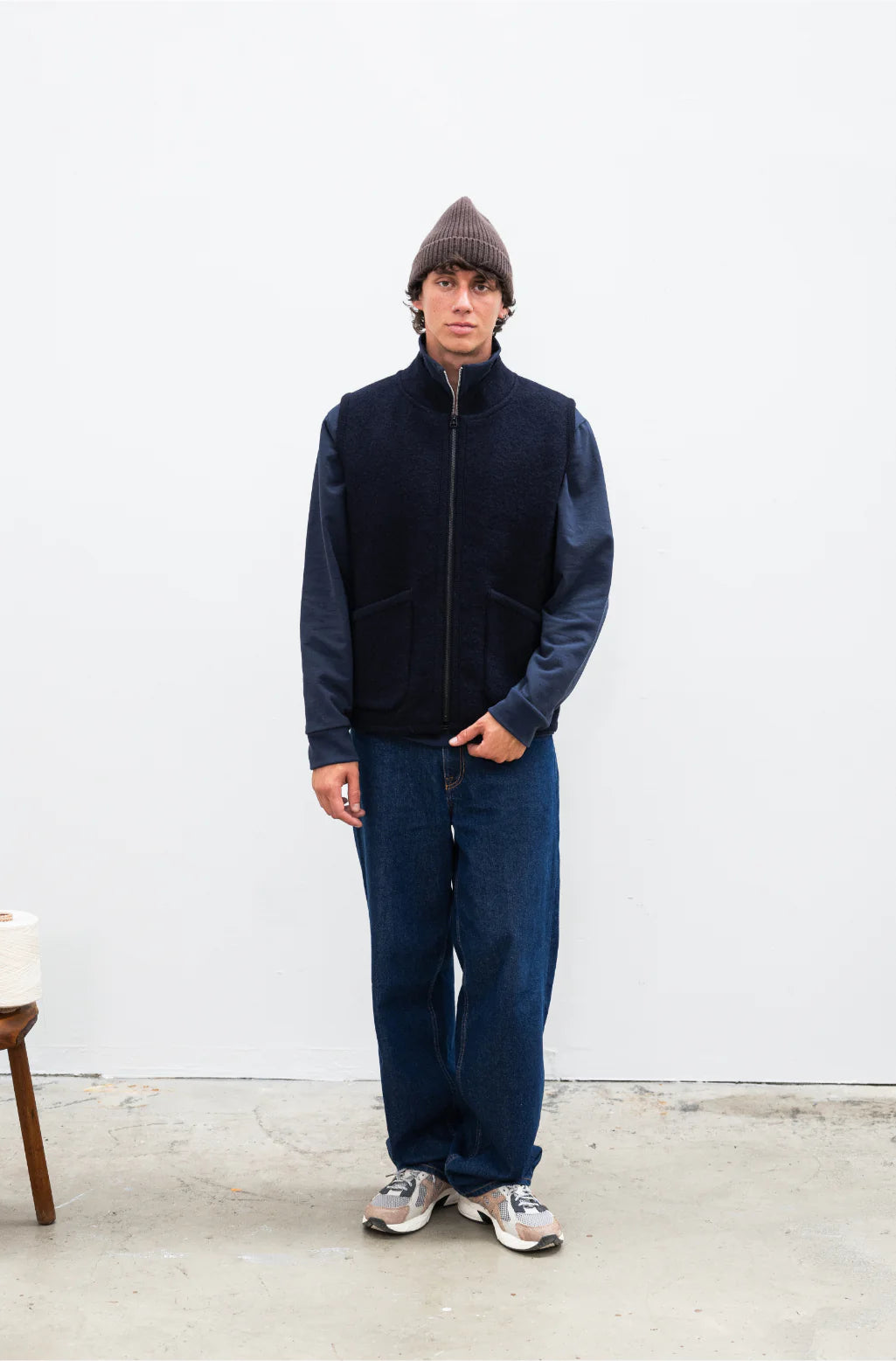 veste sans manche rivo navy cabane boiled wool