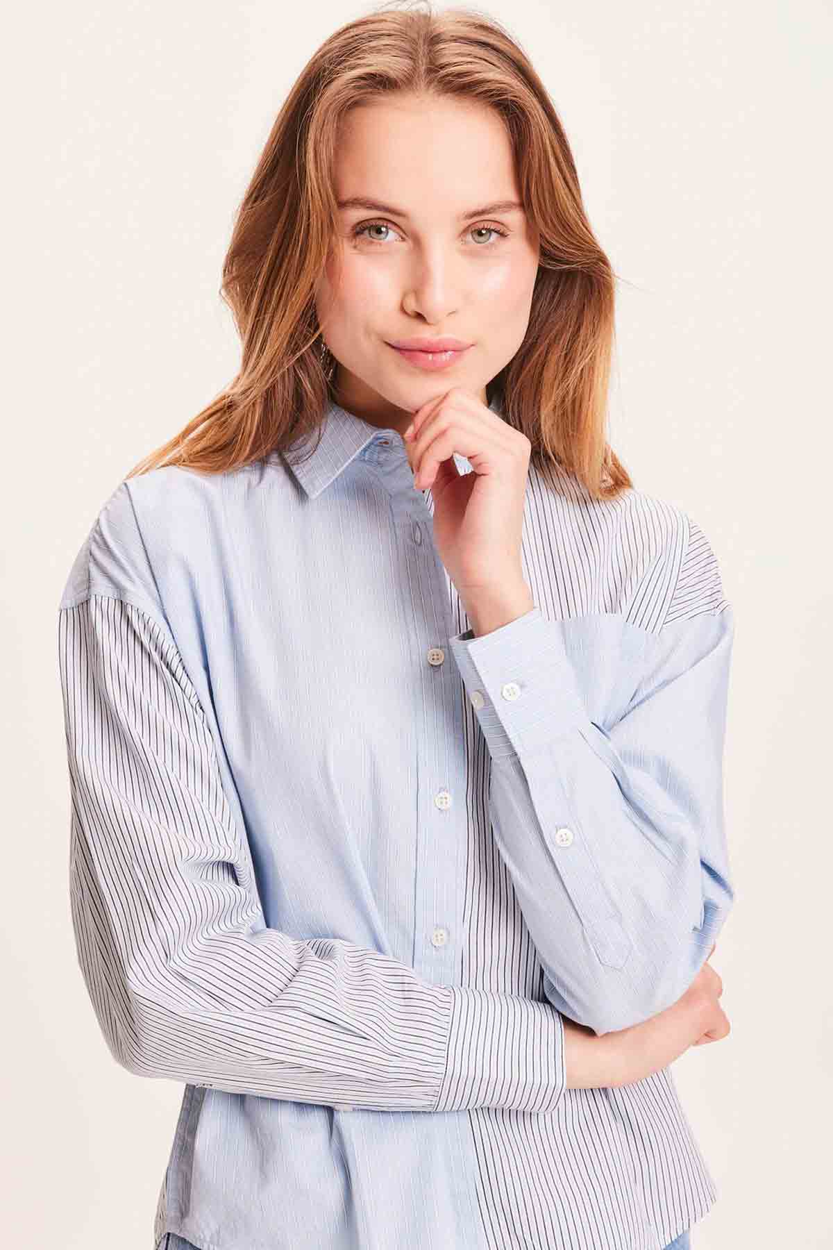 Chemise Aster Mix Stripe - Blue Fog - Knowledge Cotton Apparel