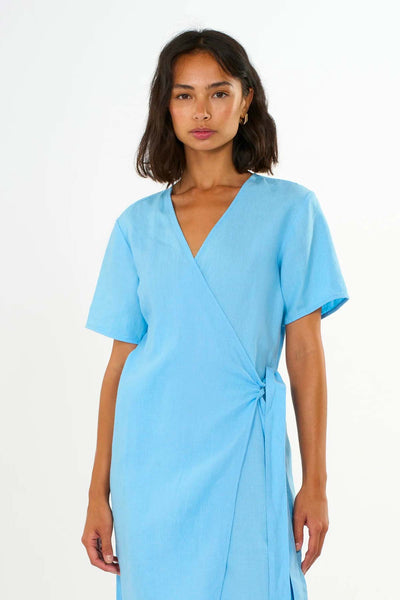 Robe Linen short sleeved wrap - Knowledge Cotton Apparel