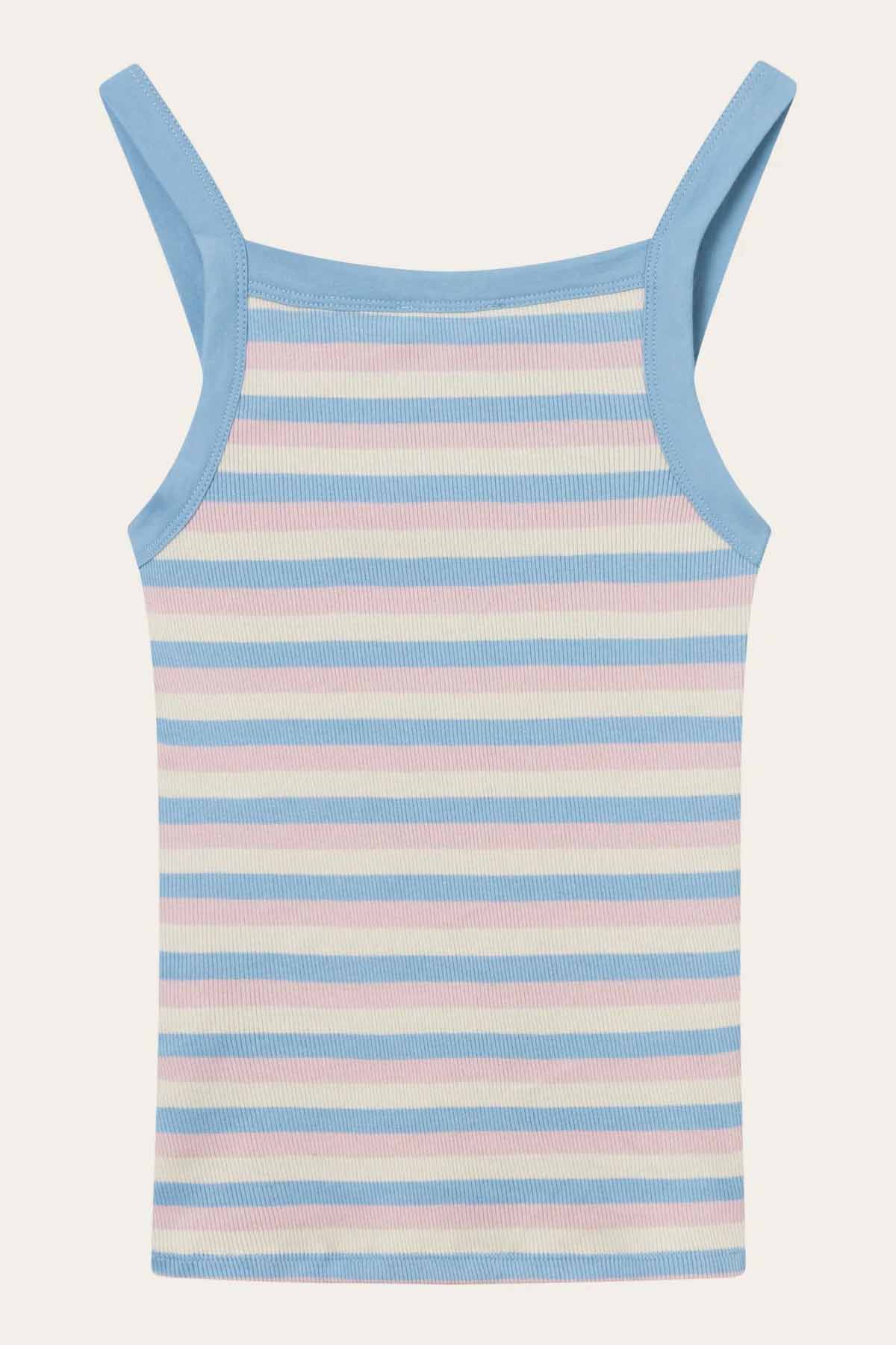 Striped Rib Strap Top - Knowledge Cotton Apparel